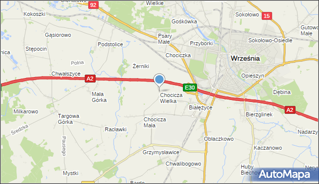 mapa Chocicza Wielka, Chocicza Wielka na mapie Targeo